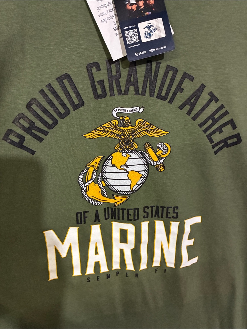 🎉 4/$25 NWT 'Proud Grandfather' U.S. Marine Graphic Tee